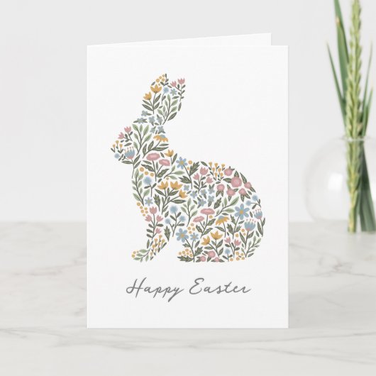 ワイルドフラワーかわいらしイースターバニーウサギ シーズンカード (正面)