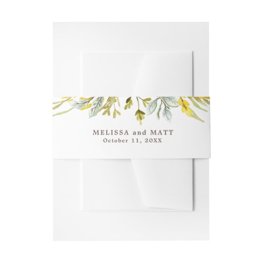 ワイルドフラワーかわいらしウォーター色ロマンチック結婚ズ 招待状ベリーバンド (正面例)