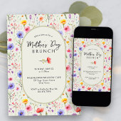 ワイルドフラワーかわいらしオモダンバルマザーズデイブランチ 招待状