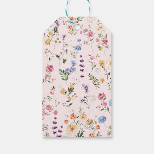 ワイルドフラワーかわいらしガーデンリースガールズ1st誕生日 ギフトタグ (裏面)