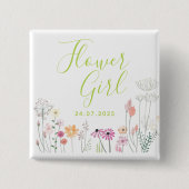 ワイルドフラワーかわいらしガールシャワーボタン 缶バッジ (正面)