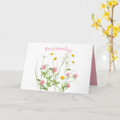 ワイルドフラワーかわいらしズデイジーカーネーションピンク カード (黄色い花)