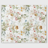 ワイルドフラワーかわいらしズ水彩フローラ ラッピングペーパー (フラット)
