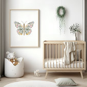 ワイルドフラワーかわいらしバタフライアートプリントポスター ポスター