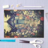 ワイルドフラワーかわいらしパス付きキャビンイラストレーション 薄葉紙 (クラフト)