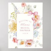ワイルドフラワーかわいらしピンクボウブライダルシャワーへようこそ ポスター (正面)