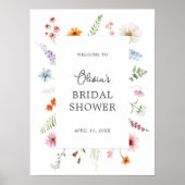 ワイルドフラワーかわいらしフレームブライダルシャワーへようこそ ポスター (正面)
