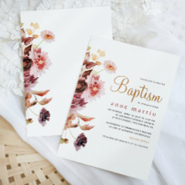 ワイルドフラワーかわいらしブーケガールズバプテスマ 招待状