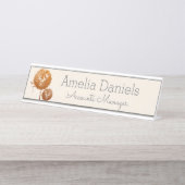 ワイルドフラワーかわいらしモノグラム名プレート デスクネームプレート (正面)