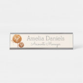 ワイルドフラワーかわいらしモノグラム名プレート デスクネームプレート (正面)