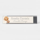 ワイルドフラワーかわいらしモノグラム名プレート デスクネームプレート (正面)