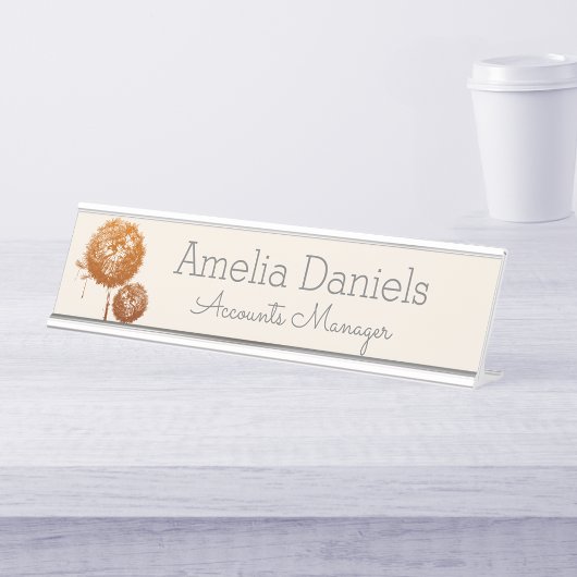 ワイルドフラワーかわいらしモノグラム名プレート デスクネームプレート