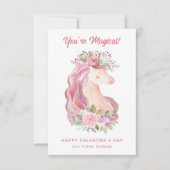 ワイルドフラワーかわいらしユニコーン教室バレンタイン ノートカード (正面)