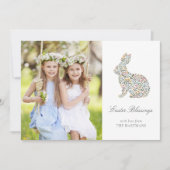 ワイルドフラワーかわいらしラビットイースター写真 シーズンカード (正面)