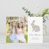 ワイルドフラワーかわいらしラビットイースター写真 シーズンカード (スタンド正面)