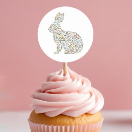 ワイルドフラワーかわいらしラビット春イースター ラウンドシール