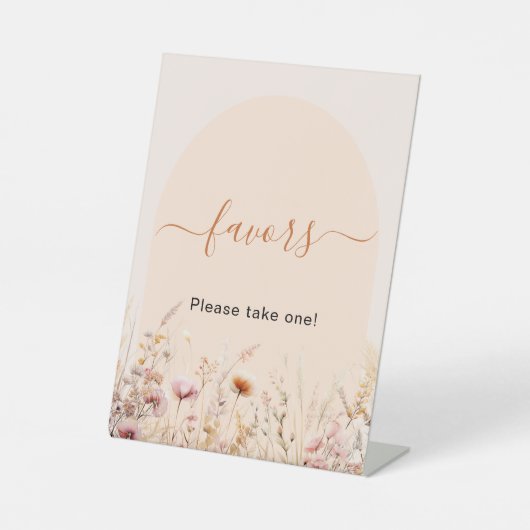 ワイルドフラワーがアーチを飾るパーティーフェイバーサイン 台座サイン (正面)