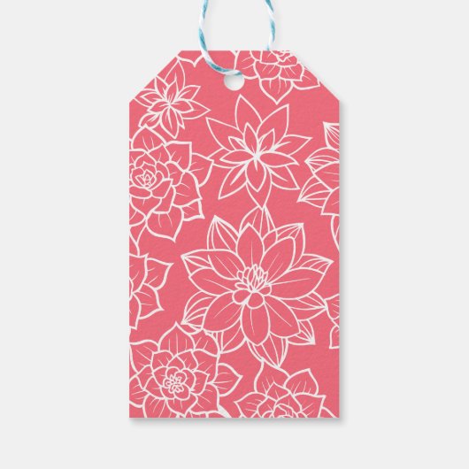 ワイルドフラワーがピンクの赤ちゃんシャワーの途中にある ギフトタグ (裏面)