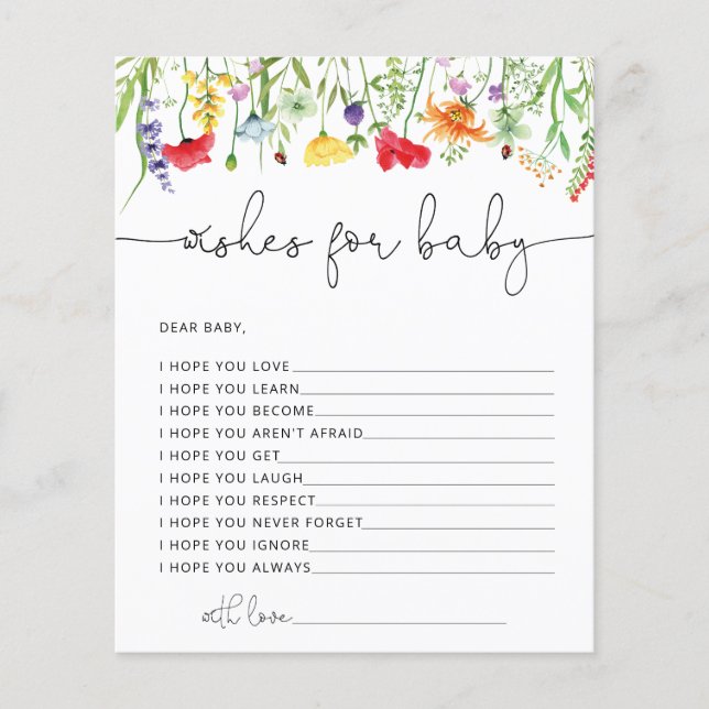 ワイルドフラワーがベビーの赤ちゃんシャワーゲームを望む (正面)