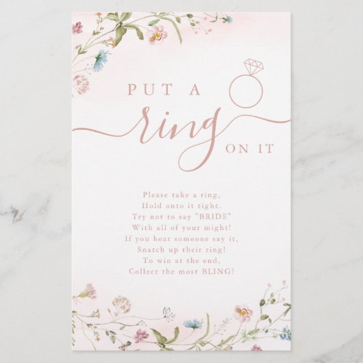 ワイルドフラワーがリングを入れたブライダルシャワーゲーム (正面)