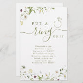 ワイルドフラワーがリングを入れたブライダルシャワーゲーム (正面/裏面)