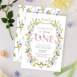 ワイルドフラワーが一人の夏の女の子を1歳の誕生日に 招待状