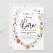ワイルドフラワーが一歳の誕生日を迎える少女 招待状 (正面)