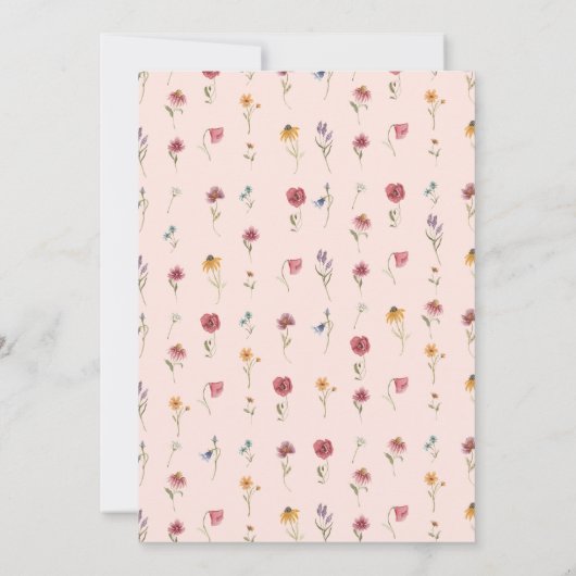 ワイルドフラワーが一歳の誕生日を迎える少女 招待状 (裏面)