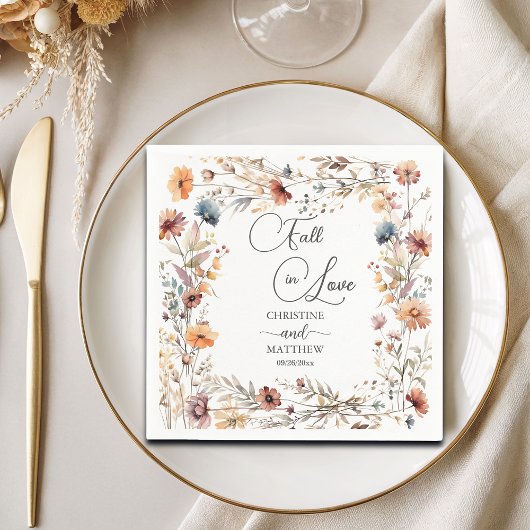 ワイルドフラワーが恋に落ちる エレガントなウェディング スタンダードカクテルナプキン