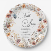 ワイルドフラワーが恋に落ちる エレガントなウェディング ペーパープレート (正面)