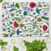 ワイルドフラワーが白いオフ キッチンタオル (折り畳み)