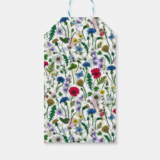 ワイルドフラワーが白いオフ ギフトタグ (裏面)