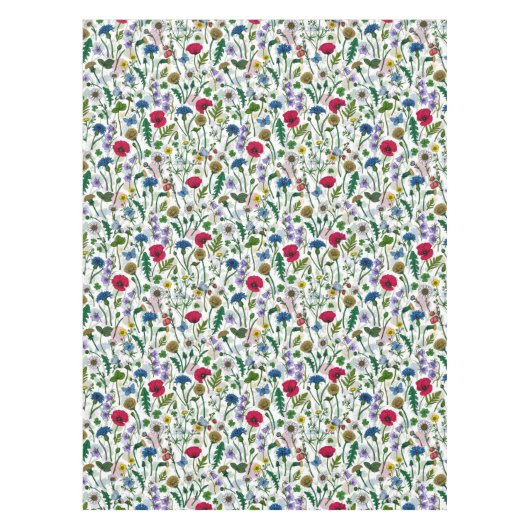 ワイルドフラワーが白いオフ テーブルクロス (正面)