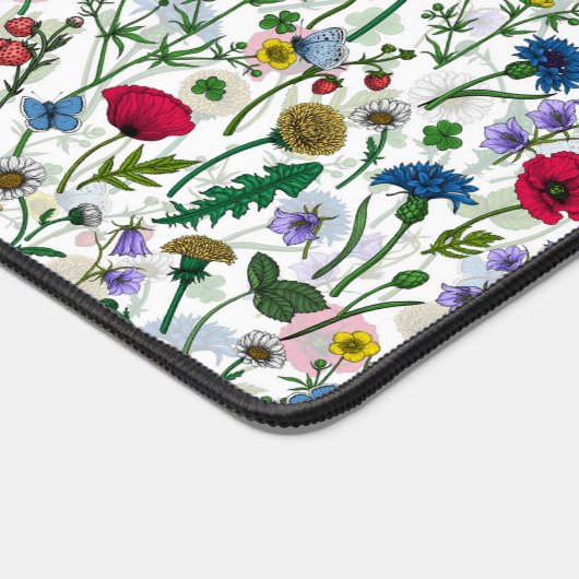 ワイルドフラワーが白いオフ デスクマット (コーナー)