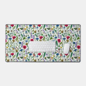 ワイルドフラワーが白いオフ デスクマット (キーボード&マウス)