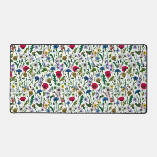 ワイルドフラワーが白いオフ デスクマット (正面)