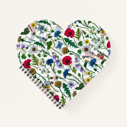 ワイルドフラワーが白いオフ ノートブック (正面)