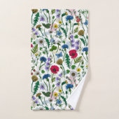 ワイルドフラワーが白いオフ バスタオルセット (ハンドタオル)