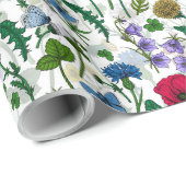ワイルドフラワーが白いオフ ラッピングペーパー (ロールコーナー)
