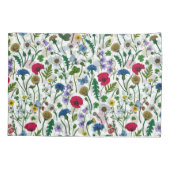 ワイルドフラワーが白いオフ 枕カバー (裏面-左)