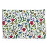 ワイルドフラワーが白いオフ 枕カバー (裏面-右)