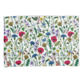 ワイルドフラワーが白いオフ 枕カバー (正面右)