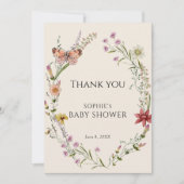 ワイルドフラワーが赤ちゃんのシャワーを開花 サンキューカード (正面)