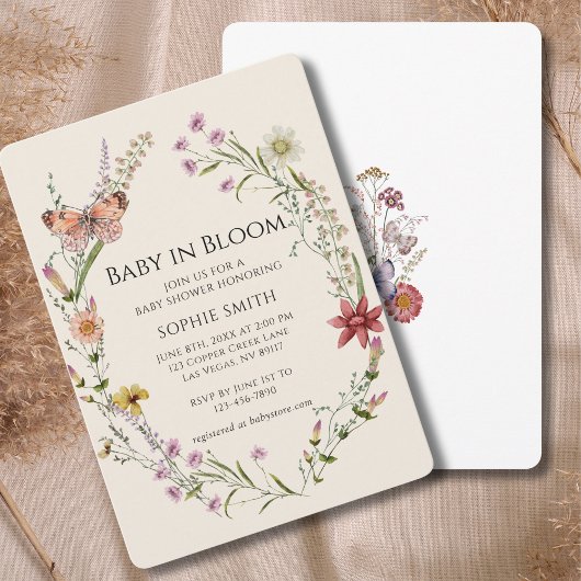 ワイルドフラワーが赤ちゃんのシャワーを開花 招待状