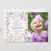 ワイルドフラワーが1枚目の誕生日写真 招待状 (正面)