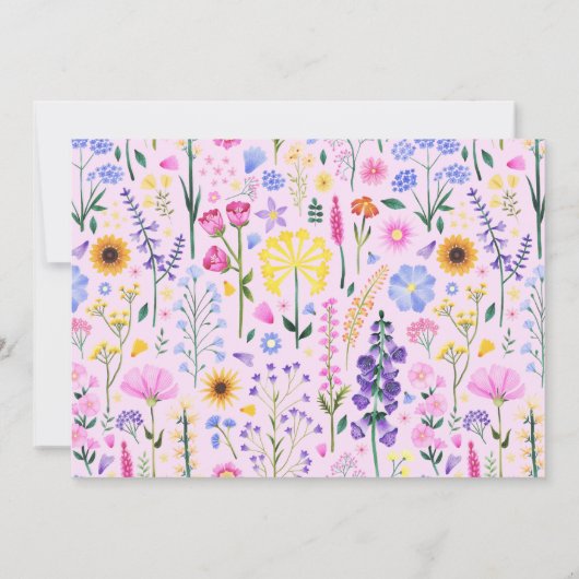 ワイルドフラワーが1枚目の誕生日写真 招待状 (裏面)