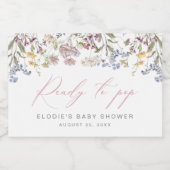 ワイルドフラワーきらめくミニワインラベル準備ポップ・アートの完了 スパークリングワインラベル (シングルラベル)