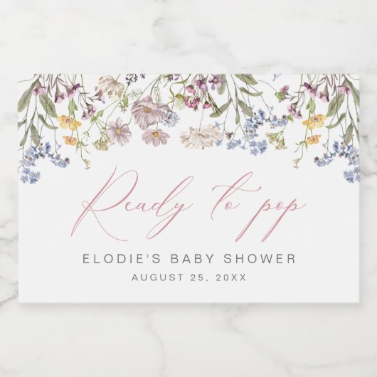 ワイルドフラワーきらめくミニワインラベル準備ポップ・アートの完了 スパークリングワインラベル (シングルラベル)