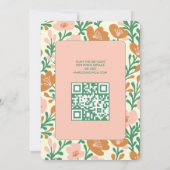 ワイルドフラワーつる植物ピンクカスタムグリーンQRコー結婚ド 招待状 (裏面)