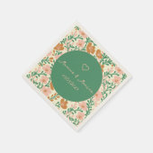 ワイルドフラワーつる植物ピンクグリーンエレガントウェディングカスタム スタンダードカクテルナプキン (角)